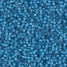 Delica Beads (Miyuki), size 11/0 (same as 12/0), SKU 195006.DB11-1783, white lined capri blue AB, (10gram tube, apprx 1900 beads)