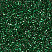 Japanese Miyuki Seed Beads, size 15/0, SKU 189015.MY15-0027cut, dark emerald silver lined cut, (1 12-13gram tube - apprx 3500 beads)