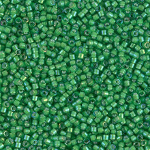 Delica Beads (Miyuki), size 11/0 (same as 12/0), SKU 195006.DB11-1787, white lined green AB, (10gram tube, apprx 1900 beads)