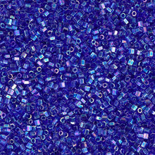 Japanese Miyuki Seed Beads, size 15/0, SKU 189015.MY15-0177cut, cobalt transparent AB cut, (1 12-13gram tube - apprx 3500 beads)
