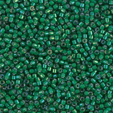 Delica Beads (Miyuki), size 11/0 (same as 12/0), SKU 195006.DB11-1788, white lined emerald AB, (10gram tube, apprx 1900 beads)