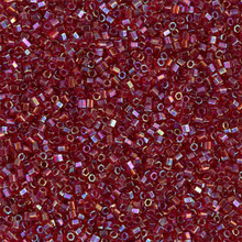 Japanese Miyuki Seed Beads, size 15/0, SKU 189015.MY15-0298cut, ruby transparent AB cut, (1 12-13gram tube - apprx 3500 beads)