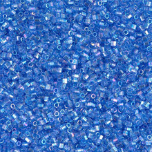 Japanese Miyuki Seed Beads, size 15/0, SKU 189015.MY15-0261cut, sapphire transparent AB cut, (1 12-13gram tube - apprx 3500 beads)