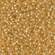Japanese Miyuki Seed Beads, size 11/0, SKU 111030.MY11-0003F, matte silver lined gold, (1 28-30 gram tube, apprx 3080 beads)