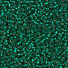 Japanese Miyuki Seed Beads, size 11/0, SKU 111030.MY11-0017F, matte silver lined emerald, (1 28-30 gram tube, apprx 3080 beads)