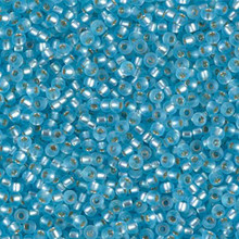 Japanese Miyuki Seed Beads, size 11/0, SKU 111030.MY11-0018F, matte silver lined aqua, (1 28-30 gram tube, apprx 3080 beads)