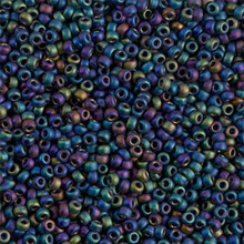 Japanese Miyuki Seed Beads, size 11/0, SKU 111030.MY11-0401FR, matte black AB, (1 28-30 gram tube, apprx 3080 beads)