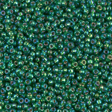 Japanese Miyuki Seed Beads, size 11/0, SKU 111030.MY11-1016, green silver-lined AB, (1 28-30 gram tube, apprx 3080 beads)