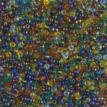 Japanese Miyuki Seed Beads, size 11/0, SKU 111030.MY11-MIX34, galactic blue gold mix, (1 28-30 gram tube, apprx 3080 beads)