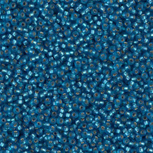 Japanese Miyuki Seed Beads, size 15/0, SKU 189015.MY15-0025F, matte capri blue silver lined, (1 12-13gram tube - apprx 3500 beads)