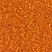 Japanese Miyuki Seed Beads, size 15/0, SKU 189015.MY15-0008F, matte orange silver lined, (1 12-13gram tube - apprx 3500 beads)