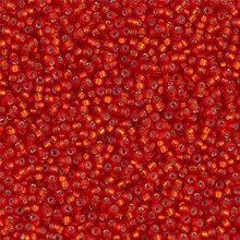 Japanese Miyuki Seed Beads, size 15/0, SKU 189015.MY15-0010F, matte red-orange silver lined, (1 12-13gram tube - apprx 3500 beads)