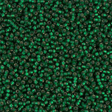 Japanese Miyuki Seed Beads, size 15/0, SKU 189015.MY15-0027F, matte dark emerald silver lined, (1 12-13gram tube - apprx 3500 beads)