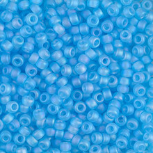 Japanese Miyuki Seed Beads, size 8/0, SKU 189008.MY8-0148FR, matte transparent aqua AB, (1 26-28 gram tube, apprx 1120 beads)