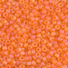 Japanese Miyuki Seed Beads, size 8/0, SKU 189008.MY8-0138FR, matte transparent orange AB, (1 26-28 gram tube, apprx 1120 beads)