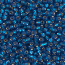 Japanese Miyuki Seed Beads, size 8/0, SKU 189008.MY8-0025F, matte capri blue silver lined, (1 26-28 gram tube, apprx 1120 beads)