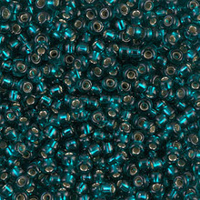 Japanese Miyuki Seed Beads, size 8/0, SKU 189008.MY8-0030, transparent dark teal silver lined, (1 26-28 gram tube, apprx 1120 beads)