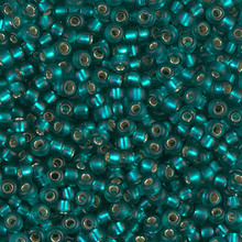 Japanese Miyuki Seed Beads, size 8/0, SKU 189008.MY8-2425F, matte transparent teal silver lined, (1 26-28 gram tube, apprx 1120 beads)