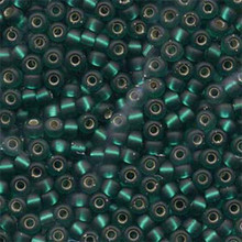 Japanese Miyuki Seed Beads, size 6/0, SKU 111031.MYK6-0017F, emerald matte silver lined, (1 tube, apprx 24-28 grams, apprx 315 beads per tube)