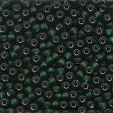 Japanese Miyuki Seed Beads, size 6/0, SKU 111031.MYK6-0027F, dark emerald matte silver lined, (1 tube, apprx 24-28 grams, apprx 315 beads per tube)