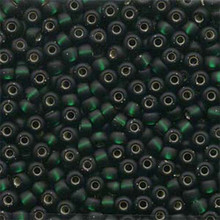 Japanese Miyuki Seed Beads, size 6/0, SKU 111031.MYK6-0027F, dark emerald matte silver lined, (1 tube, apprx 24-28 grams, apprx 315 beads per tube)