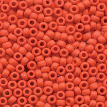 Japanese Miyuki Seed Beads, size 6/0, SKU 111031.MYK6-0407F, matte opaque vermillion red, (1 tube, apprx 24-28 grams, apprx 315 beads per tube)