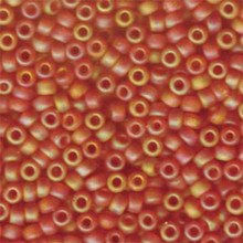 Japanese Miyuki Seed Beads, size 6/0, SKU 111031.MYK6-0138FR, matte transparent orange AB, (1 tube, apprx 24-28 grams, apprx 315 beads per tube)