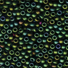 Japanese Miyuki Seed Beads, size 6/0, SKU 111031.MYK6-2066, matte metallic dark green iris, (1 tube, apprx 24-28 grams, apprx 315 beads per tube)