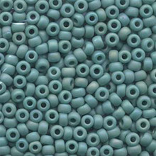Japanese Miyuki Seed Beads, size 6/0, SKU 111031.MYK6-0412FR, matte opaque turquoise green AB, (1 tube, apprx 24-28 grams, apprx 315 beads per tube)