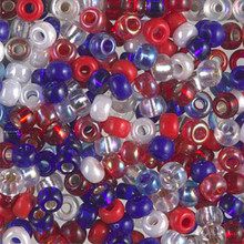 Japanese Miyuki Seed Beads, size 6/0, SKU 111031.MYK6-MIX 25, fourth of july mix, (1 tube, apprx 24-28 grams, apprx 315 beads per tube)