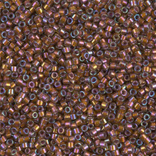 Delica Beads (Miyuki), size 11/0 (same as 12/0), SKU 195006.DB11-1692, silver lined glazed dark honey AB, (10gram tube, apprx 1900 beads)
