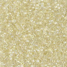 Delica Beads (Miyuki), size 11/0 (same as 12/0), SKU 195006.DB11-1676, pearl lined transparent pale yellow ab, (10gram tube, apprx 1900 beads)