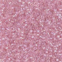 Delica Beads (Miyuki), size 11/0 (same as 12/0), SKU 195006.DB11-1673, pearl lined transparent pink ab, (10gram tube, apprx 1900 beads)