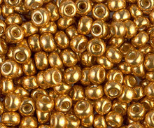 Japanese Miyuki Seed Beads, size 6/0, SKU 111031.MYK6-4203, duracoat galvanized yellow gold, (1 tube, apprx 24-28 grams, apprx 315 beads per tube)