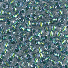 Japanese Miyuki Seed Beads, size 11/0, SKU 111030.MY11-0754, "magic (dichroic)", sage ocean, (1 28-30 gram tube, apprx 3080 beads)