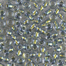 Japanese Miyuki Seed Beads, size 11/0, SKU 111030.MY11-0750, "magic (dichroic)", yellow/gold foil/sage, (1 28-30 gram tube, apprx 3080 beads)