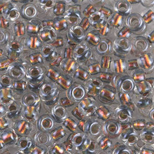 Japanese Miyuki Seed Beads, size 11/0, SKU 111030.MY11-0751, "magic (dichroic)", orange/rose foil, (1 28-30 gram tube, apprx 3080 beads)