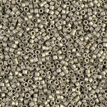 Delica Beads (Miyuki), size 11/0 (same as 12/0), SKU 195006.DB11-1851F, duracoat galvanized matte light pewter, (10gram tube, apprx 1900 beads)