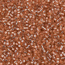 Delica Beads (Miyuki), size 11/0 (same as 12/0), SKU 195006.DB11-2151, duracoat silver lined dyed rose copper, (10gram tube, apprx 1900 beads)