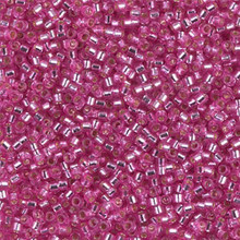 Delica Beads (Miyuki), size 11/0 (same as 12/0), SKU 195006.DB11-2153, duracoat silver lined dyed pink parfait, (10gram tube, apprx 1900 beads)