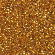 Delica Beads (Miyuki), size 11/0 (same as 12/0), SKU 195006.DB11-2157, duracoat silver lined dyed yellow gold, (10gram tube, apprx 1900 beads)