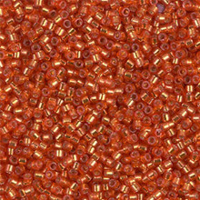Delica Beads (Miyuki), size 11/0 (same as 12/0), SKU 195006.DB11-2158, duracoat silver lined dyed clementine, (10gram tube, apprx 1900 beads)