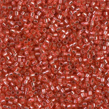 Delica Beads (Miyuki), size 11/0 (same as 12/0), SKU 195006.DB11-2159, duracoat silver lined dyed light cranberry, (10gram tube, apprx 1900 beads)