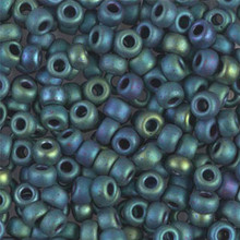 Japanese Miyuki Seed Beads, size 6/0, SKU 111031.MYK6-2064, mattemetallic blue green iris, (1 tube, apprx 24-28 grams, apprx 315 beads per tube)