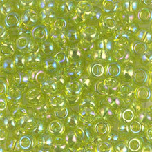 Japanese Miyuki Seed Beads, size 6/0, SKU 111031.MYK6-0258, transparent chartreuse AB, (1 tube, apprx 24-28 grams, apprx 315 beads per tube)