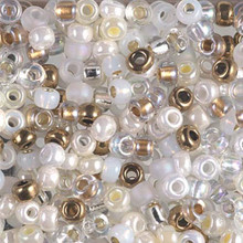 Japanese Miyuki Seed Beads, size 6/0, SKU 111031.MYK6-MIX30, White Wedding Mix, (1 tube, apprx 24-28 grams, apprx 315 beads per tube)