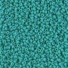 Japanese Miyuki Seed Beads, size 11/0, SKU 111030.MY11-0412F, matte opaque turquoise green, (1 28-30 gram tube, apprx 3080 beads)