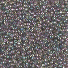 Japanese Miyuki Seed Beads, size 11/0, SKU 111030.MY11-2440, transparent gray rainbow luster, (1 28-30 gram tube, apprx 3080 beads)