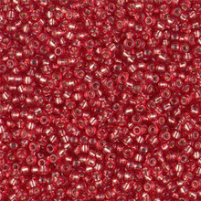 Japanese Miyuki Seed Beads, size 11/0, SKU 111030.MY11-4265, duracoat silverlined dyed light watermelon, (1 28-30 gram tube, apprx 3080 beads)