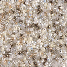 Japanese Miyuki Seed Beads, size 11/0, SKU 111030.MY11-MIX47, white wedding mix, (1 28-30 gram tube, apprx 3080 beads)